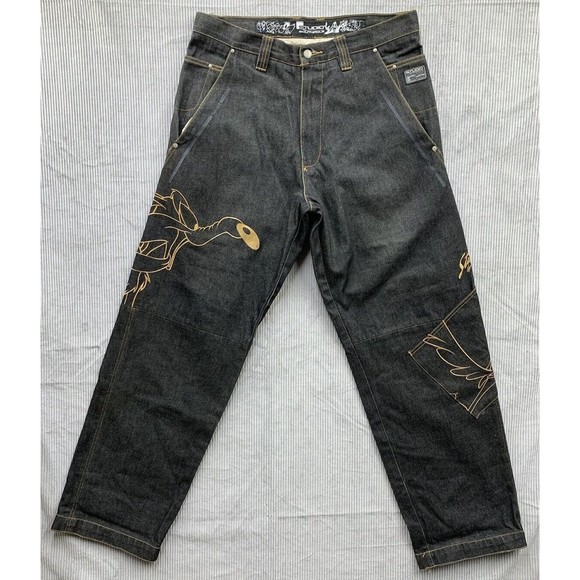 VTG Studio By Southpole Embroidered Denim Jeans 34 Looney Tunes Wile E Coyote - Picture 1 of 16